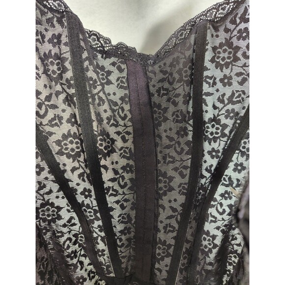 VTG Crownette Girdle Dress Boned 4X Plus Size Stretch Lace Pinup Black - Picture 8 of 11